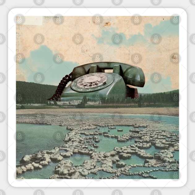 Just A Phone Call Away - Surreal/Collage Art Magnet by DIGOUTTHESKY